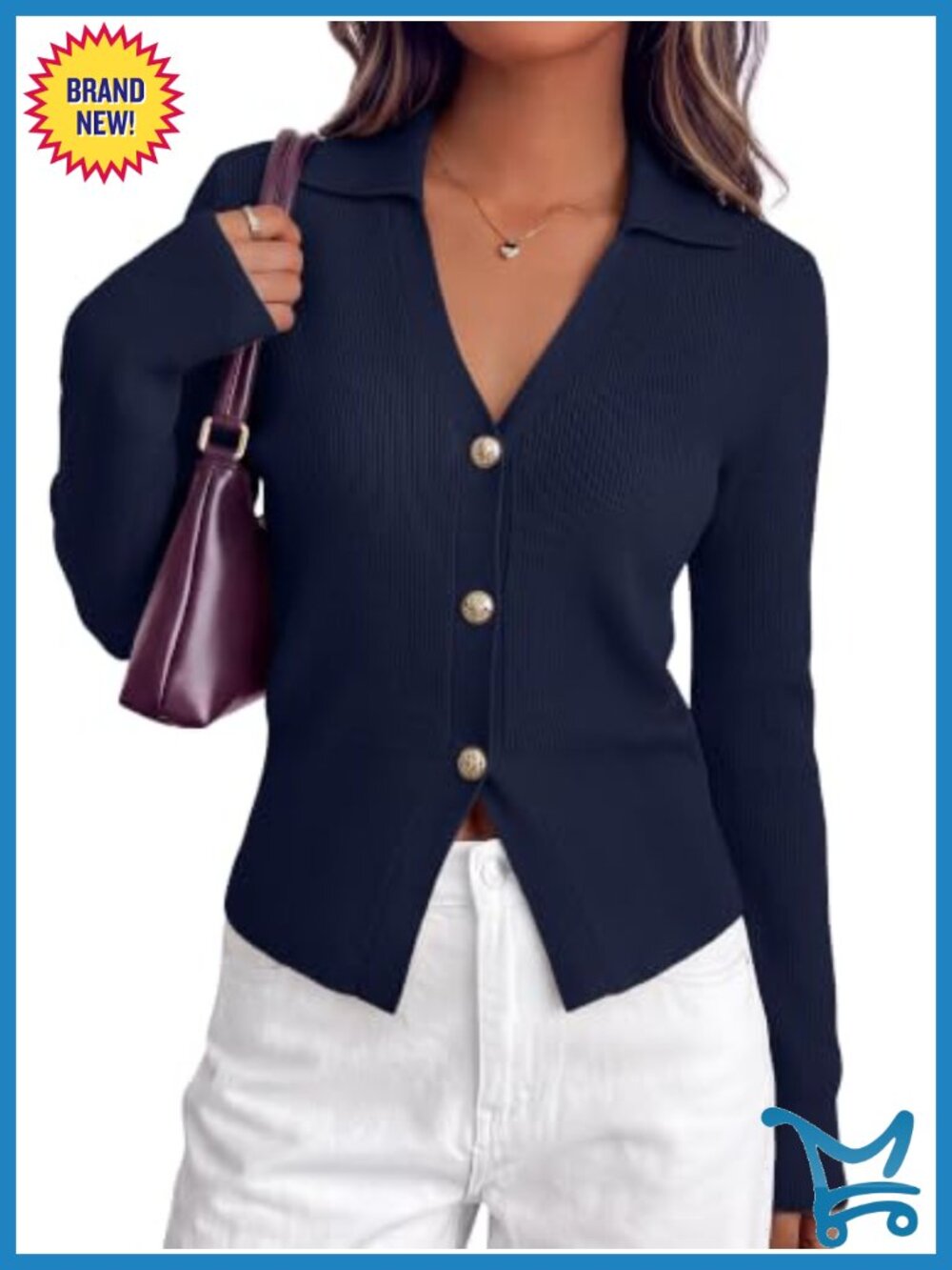 V Neck Button Down Lightweight Knit Cardigan Long Sleeve